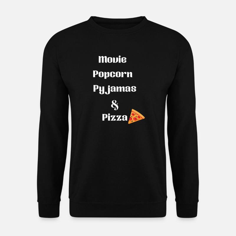 Ein Film, Popcorn, Pyjama und Pizza - Unisex Pullover - Schwarz