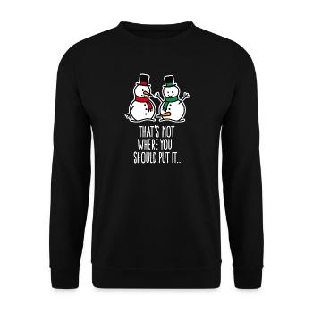 Cheeky, dirty, funny Christmas snowman - Unisex Sweatshirt - black - Front - Alina (178cm) & Michal (187cm)