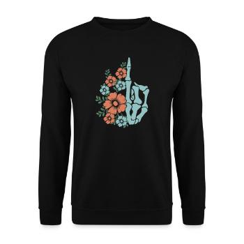 Floral Skeleton Hand Illustration - Unisex Sweatshirt - black - Front - Alina (178cm) & Michal (187cm)