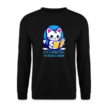Kitten it's a good day to read a book - Unisex Sweatshirt - black - Front - Alina (178cm) & Michal (187cm)