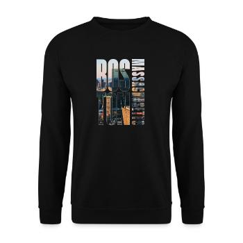 Boston Downtown Skyline Motif - Unisex Sweatshirt - black - Front - Alina (178cm) & Michal (187cm)
