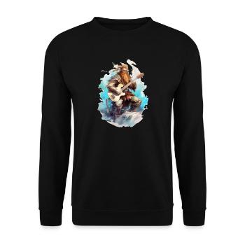 Viking Guitar Rocker Musician Guitarist - Unisex Sweatshirt - black - Front - Alina (178cm) & Michal (187cm)
