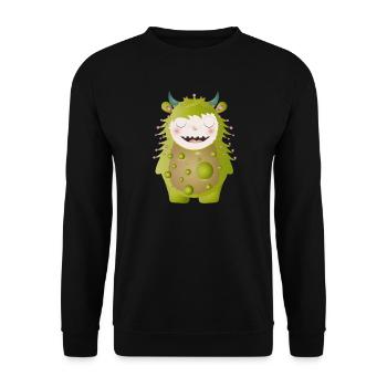 cute green monster with horns - Unisex Sweatshirt - black - Front - Alina (178cm) & Michal (187cm)