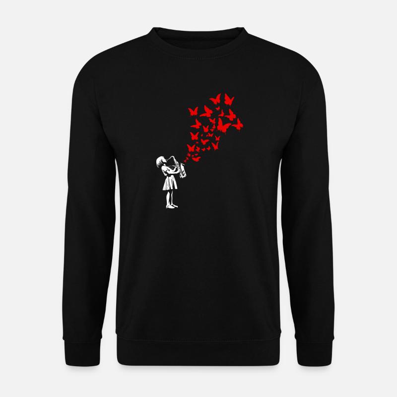 Mädchen spielt Saxophon im Streetart Stil - Unisex Pullover - Schwarz
