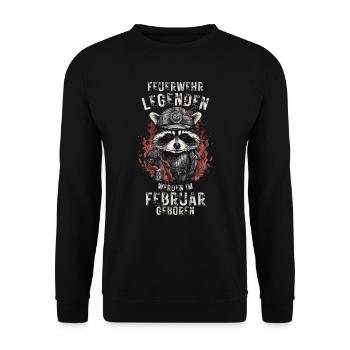 Feuerwehr Legenden sind im Februar geboren - Unisex Pullover - Schwarz - Vorne - Alina (178cm) & Michal (187cm)