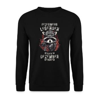 Feuerwehr Legenden sind im Dezember geboren - Unisex Pullover - Schwarz - Vorne - Alina (178cm) & Michal (187cm)
