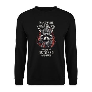 Feuerwehr Legenden sind im Oktober geboren - Unisex Pullover - Schwarz - Vorne - Alina (178cm) & Michal (187cm)