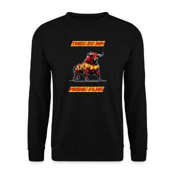 Das ist meine stolze Flagge Spanien - Unisex Pullover - Schwarz - Vorne - Alina (178cm) & Michal (187cm)