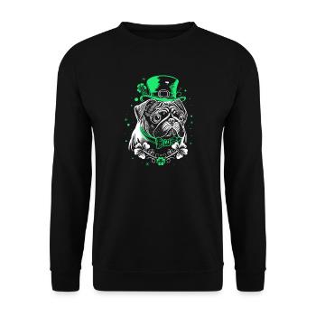 Pug with St Patrick's Day Hat - Unisex Sweatshirt - black - Front - Alina (178cm) & Michal (187cm)