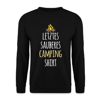 Letztes sauberes Camping Shirt Camper Lagerfeuer - Unisex Pullover - Schwarz - Vorne - Alina (178cm) & Michal (187cm)