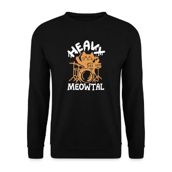 Schlagzeuger Katze - Unisex Pullover - Schwarz - Vorne - Alina (178cm) & Michal (187cm)