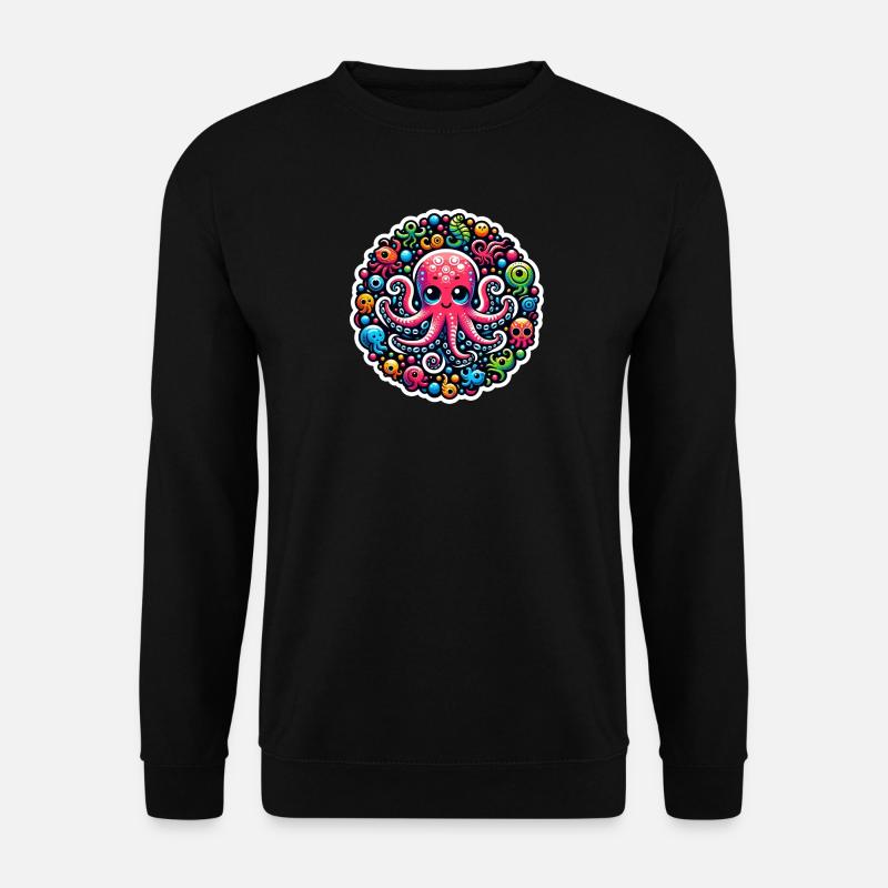 Krake Octopus Fische - Unisex Pullover - Schwarz