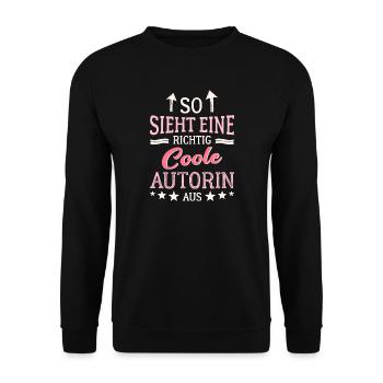 So sieht eine coole Autorin aus Schriftstellerin - Unisex Pullover - Schwarz - Vorne - Alina (178cm) & Michal (187cm)