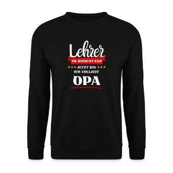 Lehrer Opa - Unisex Pullover - Schwarz - Vorne - Alina (178cm) & Michal (187cm)