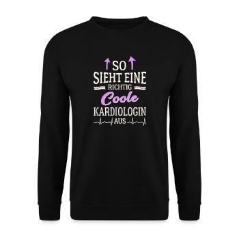 So sieht eine richtig coole Kardiologin aus Ärztin - Unisex Pullover - Schwarz - Vorne - Alina (178cm) & Michal (187cm)