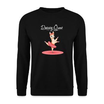 Alpaka Tanzt Ballett In Rosa Tutu Dancing Queen - Unisex Pullover - Schwarz - Vorne - Alina (178cm) & Michal (187cm)