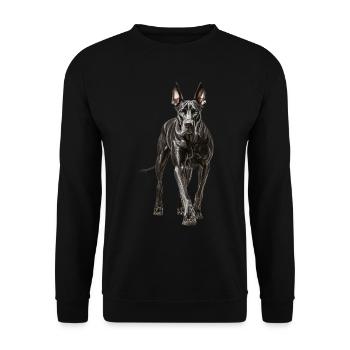 Deutsche Dogge - Unisex Pullover - Schwarz - Vorne - Alina (178cm) & Michal (187cm)