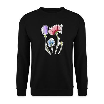 Blumen - Unisex Pullover - Schwarz - Vorne - Alina (178cm) & Michal (187cm)