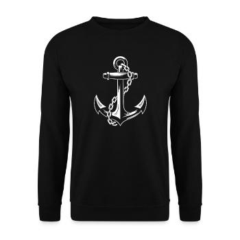 Robust Ship Anchor with Chain - Unisex Sweatshirt - black - Front - Alina (178cm) & Michal (187cm)