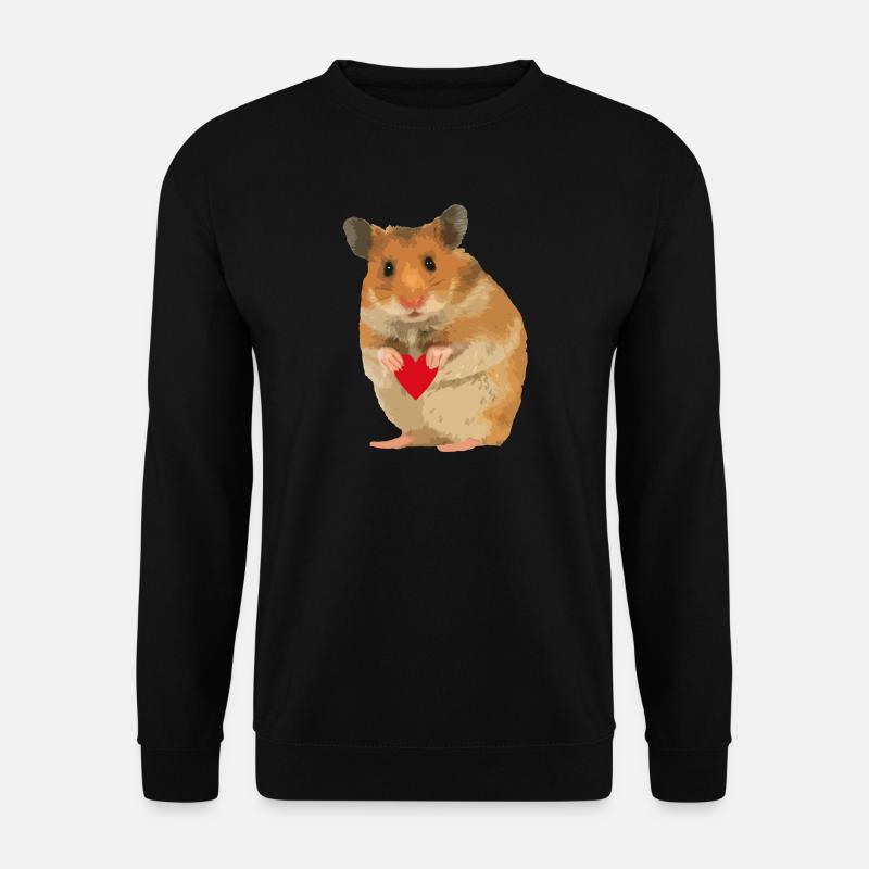 Hamster Menno mit Herz - Unisex Pullover - Schwarz