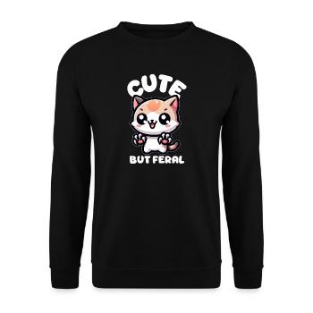 Cute but wild cat - Unisex Sweatshirt - black - Front - Alina (178cm) & Michal (187cm)