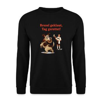 Bretzel volé, journée sauvée ! - Sweat-shirt Unisexe - noir - Devant - Alina (178cm) & Michal (187cm)