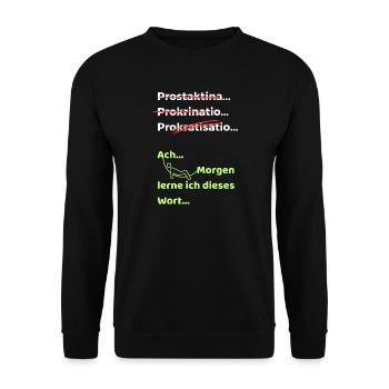 Prokrastination Witz lustiger Spruch Hängematte - Unisex Pullover - Schwarz - Vorne - Alina (178cm) & Michal (187cm)