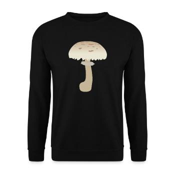 Minimalistische Sonnenschirm-Pilz-Illustration - Unisex Pullover - Schwarz - Vorne - Alina (178cm) & Michal (187cm)