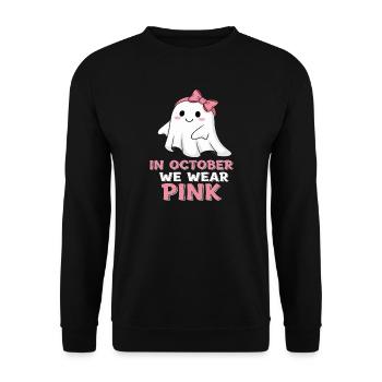 Whimsical Ghost October Pink Print - Unisex Sweatshirt - black - Front - Alina (178cm) & Michal (187cm)