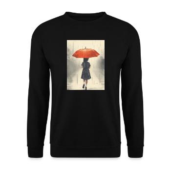 Girl Under Umbrella In Intense Rain - Unisex Sweatshirt - black - Front - Alina (178cm) & Michal (187cm)