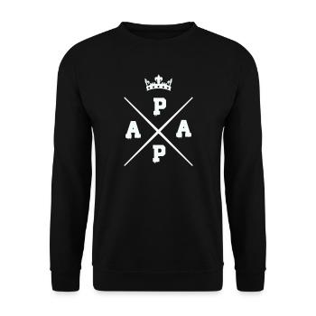 Kreuzendes Papa krone Logo - Unisex Pullover - Schwarz - Vorne - Alina (178cm) & Michal (187cm)