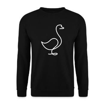 Duck or Goose Sketch – Minimalist Motif - Unisex Sweatshirt - black - Front - Alina (178cm) & Michal (187cm)