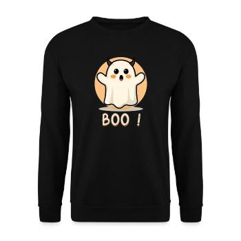Boo ! Fantôme Doudou d'Halloween - Sweat-shirt Unisexe - noir - Devant - Alina (178cm) & Michal (187cm)