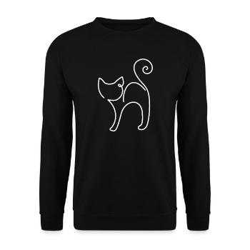 Side Cat Sketch – Elegant Animal Motif - Unisex Sweatshirt - black - Front - Alina (178cm) & Michal (187cm)