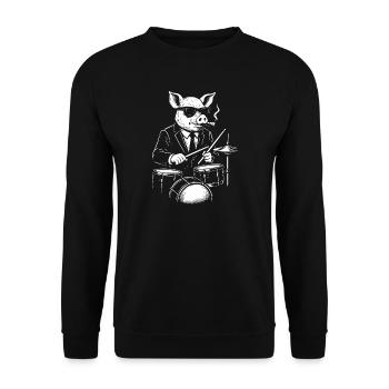 Tambour Jazz Pig en costume - Sweat-shirt Unisexe - noir - Devant - Alina (178cm) & Michal (187cm)