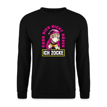 Je ne t’entends pas – je joue - Sweat-shirt Unisexe - noir - Devant - Alina (178cm) & Michal (187cm)