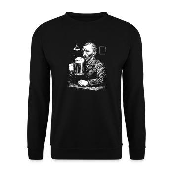 Vintage Van Gogh drinking Beer in a pub - Unisex Sweatshirt - black - Front - Alina (178cm) & Michal (187cm)