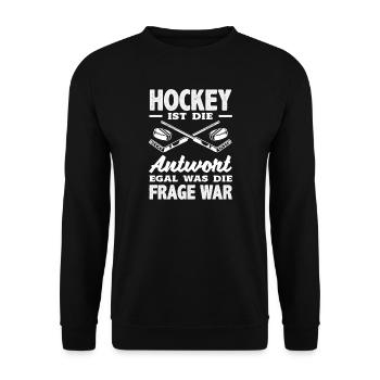 Lustiges Hockey Hockeyspieler Geschenk - Unisex Pullover - Schwarz - Vorne - Alina (178cm) & Michal (187cm)