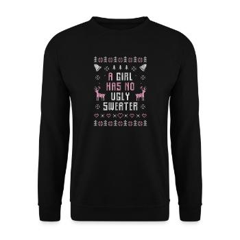 Weihnachtspullover Mädchen Frauen Tochter lustig  - Unisex Pullover - Schwarz - Vorne - Alina (178cm) & Michal (187cm)