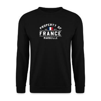 Immobilien in Frankreich Marseille est 1872 - Unisex Pullover - Schwarz - Vorne - Alina (178cm) & Michal (187cm)