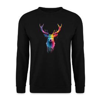 Deer Deer Antlers - Unisex Sweatshirt - black - Front - Alina (178cm) & Michal (187cm)