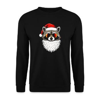 Cool Santa Racoon Weihnachtsdesign Xmas racoon - Unisex Pullover - Schwarz - Vorne - Alina (178cm) & Michal (187cm)