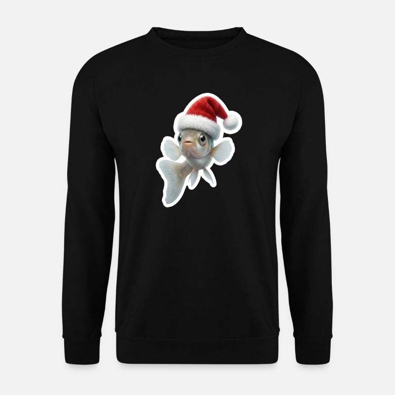 Bubbling Guppy Fish Christmas Greeting - Unisex Sweatshirt - black