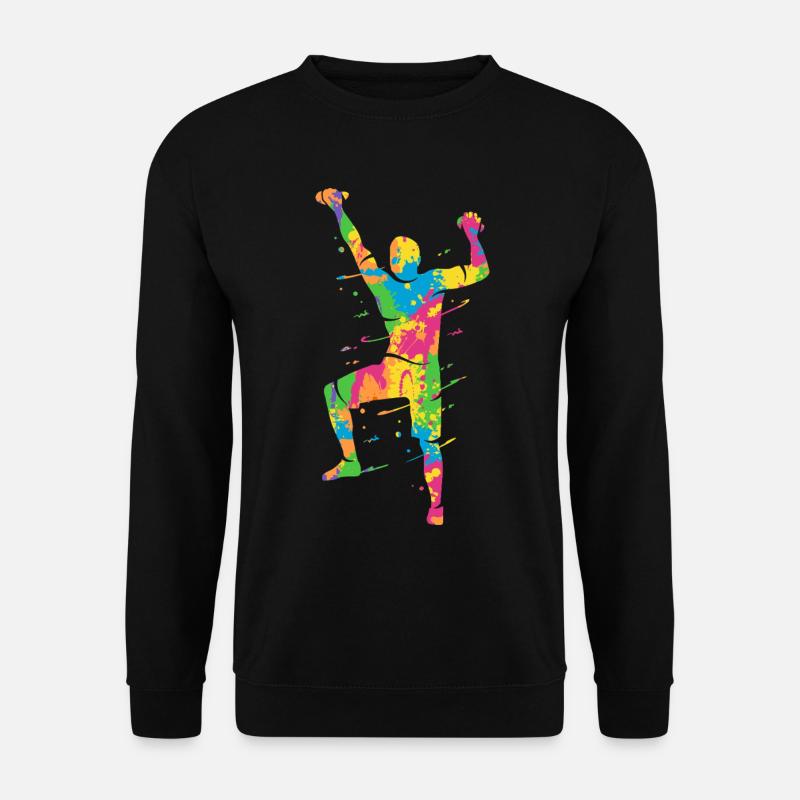 Klettern Berge bunt Kletterer Bouldern - Unisex Pullover - Schwarz