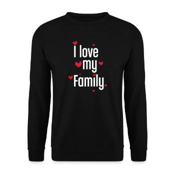 I Love My Family Red Hearts Minimalist Graphic - Unisex Sweatshirt - black - Front - Alina (178cm) & Michal (187cm)