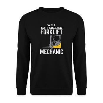 Well Caffeinated Forklift Mechanic Tee Design - Unisex Sweatshirt - black - Front - Alina (178cm) & Michal (187cm)