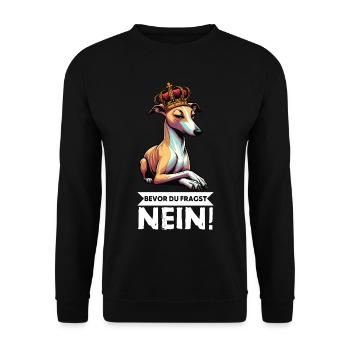 Bevor Du Fragst  Whippet Windhund Whippets  - Unisex Pullover - Schwarz - Vorne - Alina (178cm) & Michal (187cm)