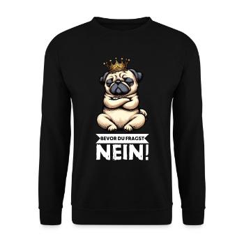 Bevor Du Fragst Mops Möpse Mopsbesitzer Mopshalter - Unisex Pullover - Schwarz - Vorne - Alina (178cm) & Michal (187cm)