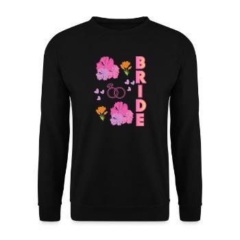 Bride Floral, Romantisches für Braut und Hochzeit - Unisex Pullover - Schwarz - Vorne - Alina (178cm) & Michal (187cm)