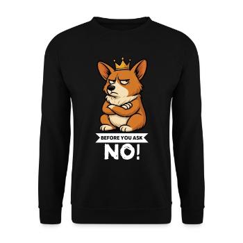 Avant de demander Corgi Corgi Corgi Welsh Corgi Corgi - Sweat-shirt Unisexe - noir - Devant - Alina (178cm) & Michal (187cm)